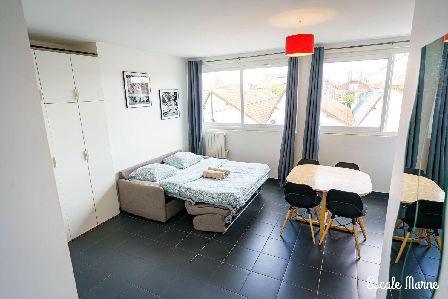 Escale-Marne Fr - 202 - Free Parking - Free Luggage Storage - All Equipped - Linen Included - Washing Machine - 10Mn Walk Metro 8 - Rer A - Panoramic View - From 1 To 14 Guests Maisons-Alfort Chambre photo